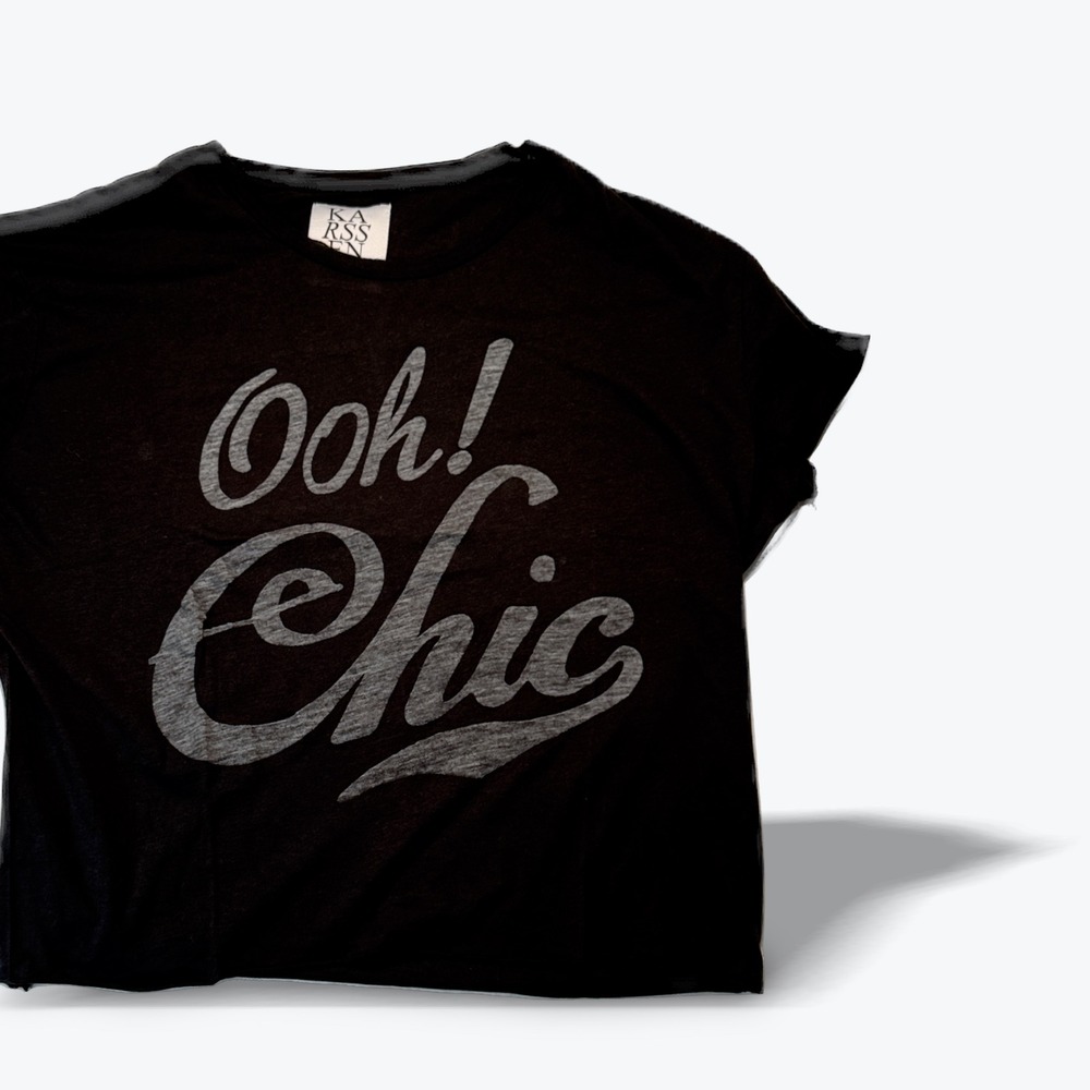 Zoe Karssen Graphic T Shirt Ooh! Chic Black Cotton Modal Shirt Sleeve Womens XS